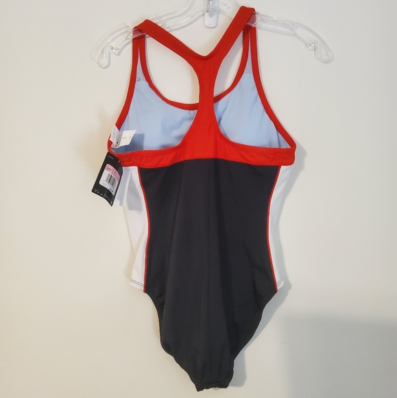 NWT! Nike Black/White/Red One Piece Swimsuit Size 10 - Picture 2 of 6